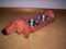 Dachshund elevated dog feeder handcrafted, hand painted