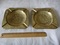 Estate Antique Retro Pair Iranian Solid Brass Ashtrays