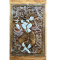 Turquoise Krishna Barndoor Vintage Indian Hand Carved Rustic Pan