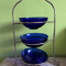 Silver Plated Cobalt Blue Glass Server Stand