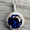 Necklace: 3.5 Carat Blue Sapphire & White Sapphire