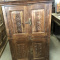 Antique Armoire Artistic Carved Cabinet Rustic Natural Wood