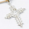 Necklace: Designer Silver Diamante Cross Necklace
