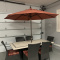 Patio Table with 6 chairs with cushions, rug, umbrella