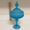 Vintage Indian Glass Company Diamond Point Blue Compote