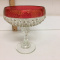 Vintage Indian Glass Company Diamond Point Compote