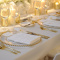 Charger Plates and sequin tablecloth for sale