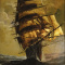 Estate Oil on Canvas 24Kgold sails Clipper Ship by Frankin
