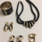 Costume Jewelry Black Beads & Bling Set