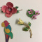 Costume Jewelry Flower & Parrot Pins