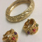 Costume Jewelry Gold Open Design Bracelet & Earrings Set
