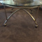 Perfect 30 in diameter 19 high round glass and metal coffee tabl