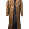 Mens Leather Trench Coat for Men Long Jacket Vintage Distressed