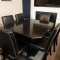 Walnut Dining Room Table with 6 High Back Chairs