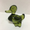 Vintage Avocado Green Glass Duck Figurine