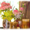 Crackle Glass Droplets w/White Floral Ring & BONUS Candles
