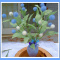 Custom Artificial Pom-Pom Floral Decor w/Ombre Lilac-Blue Vase