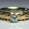 LADY'S 14K GOLD CARVED FLORAL DIAMOND ENGAGEMENT RING - 0.5 CT R