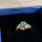 Beautiful 1/2 Ct Oval Emerald 6 Diamond 10 K Yellow Gold Sz 5.75