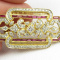ESTATE 18K YELLOW GOLD 1.20CT RUBY 65PTS DIAMOND PENDANT BROOC