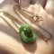 Vintage JADEITE Interlocked Sliding Wheel Pendant