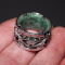 STERLING SILVER Thick JADE & ONYX Flower Designer Ring (SIZE: 5)
