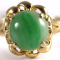 JADE MOTTLED GREEN CABOCHON 14K YELLOW GOLD RING (SZ 6.5) *STORE