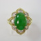 Fine Quality Oval Jade 10.4 X 7.6 mm & 0.24 ctw Diamond Ring 14K