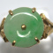 18K YELLOW GOLD JADE STONE ASIAN INSPIRED RING SIZE 7 #85092-1 D