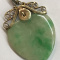 VINTAGE Authentic JADE 18K Yellow Gold HEART PENDANT