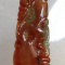 ANTIQUE CHINESE RED & GREEN CARVED JADE/JADEITE & 18K GOLD FLOWE