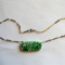 VINTAGE CARVED JADE JADEITE SILVER TONE CHAIN NECKLACE