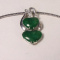 18K White Gold Imperial Jade Jadeite Heart Pendant Necklace Diam