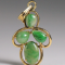 VINTAGE JADE CABOCHON 14K YELLOW GOLD MINI CHARM PENDANT