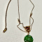 14K Vintage Carved Jade Flower Charm Pendant Necklace