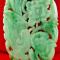 14K YG Vintage Estate Natural Hand Carved Jade Plaque Pendant