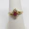ESTATE 14K YELLOW GOLD 20PT RUBY 15PTS DIAMOND RING I-J SI2/I1 2