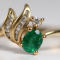 VINTAGE EMERALD & DIAMOND DAINTY ELEGANT 14K YELLOW GOLD RING SI