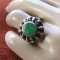 Gorgeous Vintage Asian Silver and Jade Ring with Adjustable Band