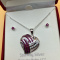 Sterling Silver & Ruby Necklace & Earring Set
