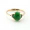 VINTAGE 18K YELLOW GOLD JADE & .04 CTW DIAMOND COCKTAIL RING