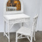 White Wicker Vanity Dressing Table with Mirror and Chair