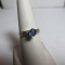 LADIES 14K WHITE GOLD SOLITAIRE NATURAL SAPPHIRE AND DIAMOND