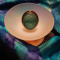 Art Deco Hand Carved Blue Jade/Jadeite Cabochon Bronze Ring
