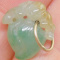 ESTATE 14K YELLOW GOLD CARVED GREEN/YELLOW JADE PEACH PENDANT