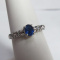 LADIES 14K WHITE GOLD NATURAL BLUE SAPPHIRE AND DIAMOND RING
