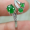 Certified Icy Green 100% Natural A jadeite jade Ring S925 silver