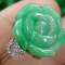 Certified Green 100% Natural A jadeite jade Rose Flower Ring