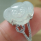 Certified Icy White Natural A jadeite jade Lotus Ring 925 Silver