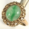 Estate VNT Solid 10K Yellow Gold Jade Jadeite Cabochon Ring